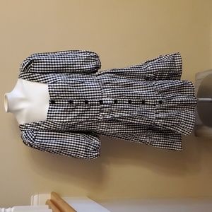 Womens Jack + Avery Gingham Dress Size Medium puffy Sleeve Ruffle Prairie NWT